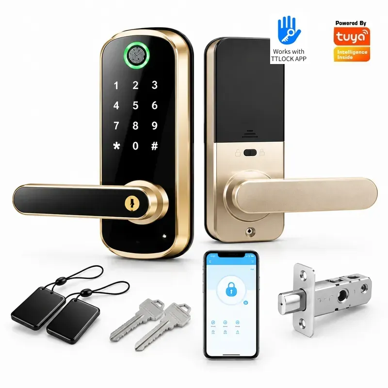 Single Tongue Password Fingerp - Smart Door Lock Wifi 评论和价格