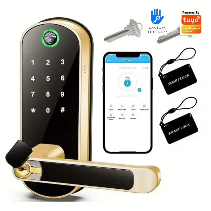 Single Tongue Password Fingerp - Smart Door Lock Wifi 评论和价格
