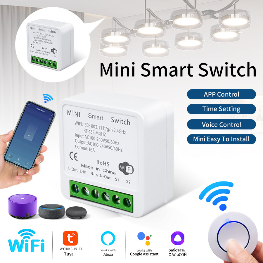 RF433Mhz 16A/20A Tuya WiFi Sma - Smart Light Switch Wifi 评论和价格